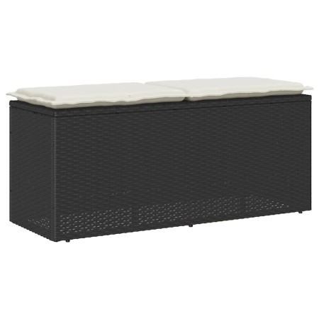 Banco de jardín con cojín ratán sintético negro 110x40x44 cm de , Bancos de jardín - Ref: Foro24-4104145, Precio: 102,87 €, D...