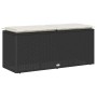 Banco de jardín con cojín ratán sintético negro 110x40x44 cm de , Bancos de jardín - Ref: Foro24-4104145, Precio: 102,87 €, D...