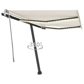 Manual retractable awning with cream color and LED lights, 350x250 cm. by vidaXL, Awnings - Ref: Foro24-3069722, Price: 526,3...
