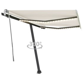 Toldo retráctil manual con LED color crema 350x250 cm de vidaXL, Toldos - Ref: Foro24-3069722, Precio: 525,59 €, Descuento: %