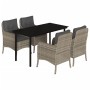 Set comedor de jardín 5 pzas cojines ratán sintético gris claro de , Conjuntos de jardín - Ref: Foro24-3211999, Precio: 499,0...