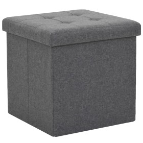 Taburete plegable con almacenaje lino sintético gris oscuro de , Taburetes y sillas plegables - Ref: Foro24-247077, Precio: 2...