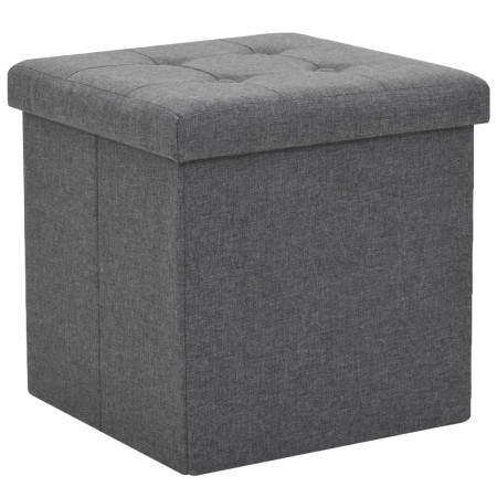 Taburete plegable con almacenaje lino sintético gris oscuro de , Taburetes y sillas plegables - Ref: Foro24-247077, Precio: 2...