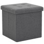 Taburete plegable con almacenaje lino sintético gris oscuro de , Taburetes y sillas plegables - Ref: Foro24-247077, Precio: 2...