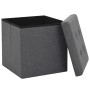 Taburete plegable con almacenaje lino sintético gris oscuro de , Taburetes y sillas plegables - Ref: Foro24-247077, Precio: 2...