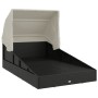 Tumbona con toldo plegable ratán sintético negro 200x114x128 cm de , Camas para exteriores - Ref: Foro24-362273, Precio: 328,...