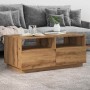Mesa de centro con luces LED roble artesanal 90x49x40 cm de , Mesas de centro - Ref: Foro24-857711, Precio: 120,88 €, Descuen...