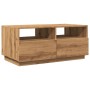 Mesa de centro con luces LED roble artesanal 90x49x40 cm de , Mesas de centro - Ref: Foro24-857711, Precio: 120,88 €, Descuen...