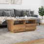 Mesa de centro con luces LED roble artesanal 90x49x40 cm de , Mesas de centro - Ref: Foro24-857711, Precio: 120,88 €, Descuen...