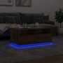 Mesa de centro con luces LED roble artesanal 90x49x40 cm de , Mesas de centro - Ref: Foro24-857711, Precio: 120,88 €, Descuen...