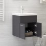 Mueble con lavabo aglomerado gris brillante de vidaXL, Tocadores de baño - Ref: Foro24-3071269, Precio: 161,16 €, Descuento: %