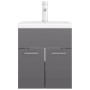 Mueble con lavabo aglomerado gris brillante de vidaXL, Tocadores de baño - Ref: Foro24-3071269, Precio: 161,16 €, Descuento: %