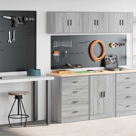 Armarios 2 uds para garaje madera ingeniería gris sonoma de , Armarios industriales - Ref: Foro24-3328337, Precio: 136,61 €, ...