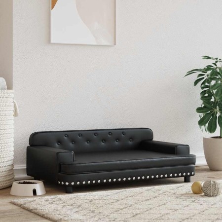 Cama para perros de cuero sintético negra 90x53x30 cm de , Camas para perros - Ref: Foro24-171876, Precio: 113,32 €, Descuent...