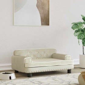 Cama para perros de terciopelo crema 70x45x30 cm de , Camas para perros - Ref: Foro24-171888, Precio: 88,96 €, Descuento: %
