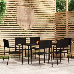 Juego de comedor para jardín 7 piezas negro de , Conjuntos de jardín - Ref: Foro24-3099592, Precio: 299,74 €, Descuento: %