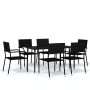 Juego de comedor para jardín 7 piezas negro de , Conjuntos de jardín - Ref: Foro24-3099592, Precio: 299,74 €, Descuento: %