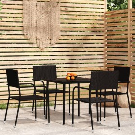 Juego de comedor de jardín 5 piezas negro de , Conjuntos de jardín - Ref: Foro24-3099590, Precio: 199,02 €, Descuento: %