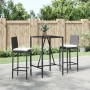 Mesa y taburetes altos jardín 3 piezas y cojines ratán PE negro de , Conjuntos de jardín - Ref: Foro24-3187641, Precio: 259,7...