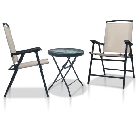 Mesa y sillas de bistró 3 piezas acero color crema de , Conjuntos de jardín - Ref: Foro24-3054573, Precio: 143,34 €, Descuent...