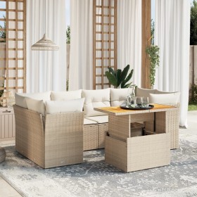 Set sofás de jardín 7 piezas y cojines ratán sintético beige en Conjuntos de jardín | Comprar online en Foru.es