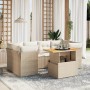 Set sofás de jardín 7 piezas y cojines ratán sintético beige en Conjuntos de jardín | Comprar online en Foru.es