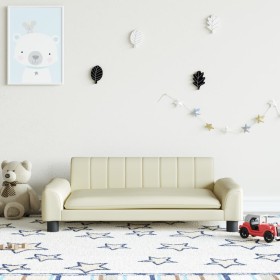 Sofá para niños de cuero sintético crema 90x53x30 cm de , Mobiliario para bebés y niños pequeños - Ref: Foro24-3196264, Preci...