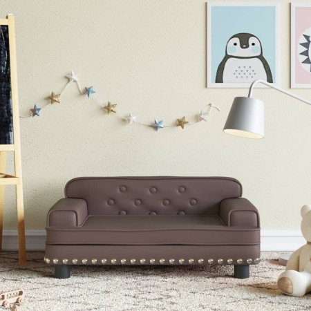 Sofá para niños de cuero sintético marrón 70x45x30 cm de , Mobiliario para bebés y niños pequeños - Ref: Foro24-3196302, Prec...