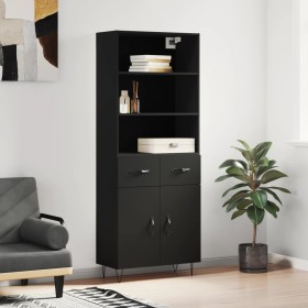 Aparador alto madera contrachapada negro 69,5x34x180 cm de , Aparadores - Ref: Foro24-3200546, Precio: 148,71 €, Descuento: %