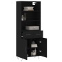 Aparador alto madera contrachapada negro 69,5x34x180 cm de , Aparadores - Ref: Foro24-3200546, Precio: 148,71 €, Descuento: %