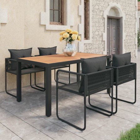 Set de comedor de jardín de 5 piezas PVC ratán negro y marrón de , Conjuntos de jardín - Ref: Foro24-3060108, Precio: 499,60 ...