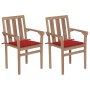 Sillas de jardín 2 unidades con cojines rojo madera de teca de , Sillas de jardín - Ref: Foro24-3062214, Precio: 257,61 €, De...