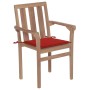 Sillas de jardín 2 unidades con cojines rojo madera de teca de , Sillas de jardín - Ref: Foro24-3062214, Precio: 257,61 €, De...