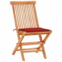 Set de bistró 3 pzas con cojines rojos madera maciza teca de , Conjuntos de jardín - Ref: Foro24-3063231, Precio: 190,25 €, D...