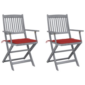 Sillas de jardín plegables 2 uds cojines madera maciza acacia de , Sillas de jardín - Ref: Foro24-3064488, Precio: 122,89 €, ...
