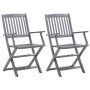 Sillas de jardín plegables 2 uds cojines madera maciza acacia de , Sillas de jardín - Ref: Foro24-3064488, Precio: 122,89 €, ...
