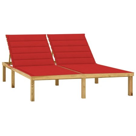 Tumbona doble y cojines rojo tinto madera pino impregnada de , Tumbonas - Ref: Foro24-3065885, Precio: 221,26 €, Descuento: %