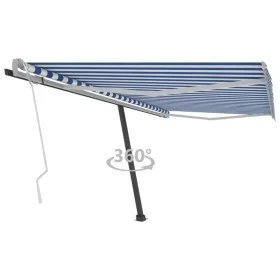 Toldo de pie retráctil manual azul y blanco 400x300 cm de vidaXL, Toldos - Ref: Foro24-3069736, Precio: 426,59 €, Descuento: %