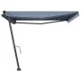 Toldo de pie retráctil manual azul y blanco 400x300 cm de vidaXL, Toldos - Ref: Foro24-3069736, Precio: 426,59 €, Descuento: %