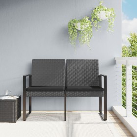 Banco jardín 2 plazas cojines PP aspecto de ratán gris oscuro de , Bancos de jardín - Ref: Foro24-360211, Precio: 113,50 €, D...