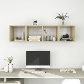 Armario pared 4 ud madera contrachapada blanco roble 37x37x37cm de , Estantes y estanterías - Ref: Foro24-805461, Precio: 94,...