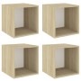 Armario pared 4 ud madera contrachapada blanco roble 37x37x37cm de , Estantes y estanterías - Ref: Foro24-805461, Precio: 94,...