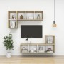 Armario pared 4 ud madera contrachapada blanco roble 37x37x37cm de , Estantes y estanterías - Ref: Foro24-805461, Precio: 94,...