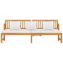 vidaxL Sofá cama con cojín madera maciza acacia crema 200x60x75 cm de , Camas para exteriores - Ref: Foro24-312144, Precio: 3...