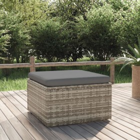Reposapiés de jardín con cojín ratán sintético gris 55x55x30 cm de , Sofás de exterior - Ref: Foro24-318668, Precio: 90,81 €,...