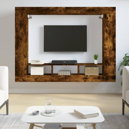 Mueble para TV madera de ingeniería roble ahumado 152x22x113 cm de , Muebles TV - Ref: Foro24-833727, Precio: 93,48 €, Descue...