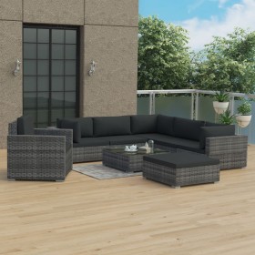 Set de muebles de jardín 8 pzas y cojines ratán sintético gris de , Conjuntos de jardín - Ref: Foro24-46767, Precio: 844,70 €...