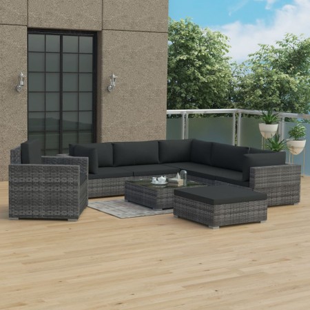 Set de muebles de jardín 8 pzas y cojines ratán sintético gris de , Conjuntos de jardín - Ref: Foro24-46767, Precio: 844,70 €...