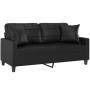 Sofá de 2 plazas con cojines cuero sintético negro 140 cm de , Sofás - Ref: Foro24-3200803, Precio: 247,80 €, Descuento: %