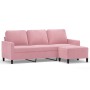 Sofá de 3 plazas con taburete de terciopelo rosa180 cm de , Sofás - Ref: Foro24-3201058, Precio: 351,92 €, Descuento: %